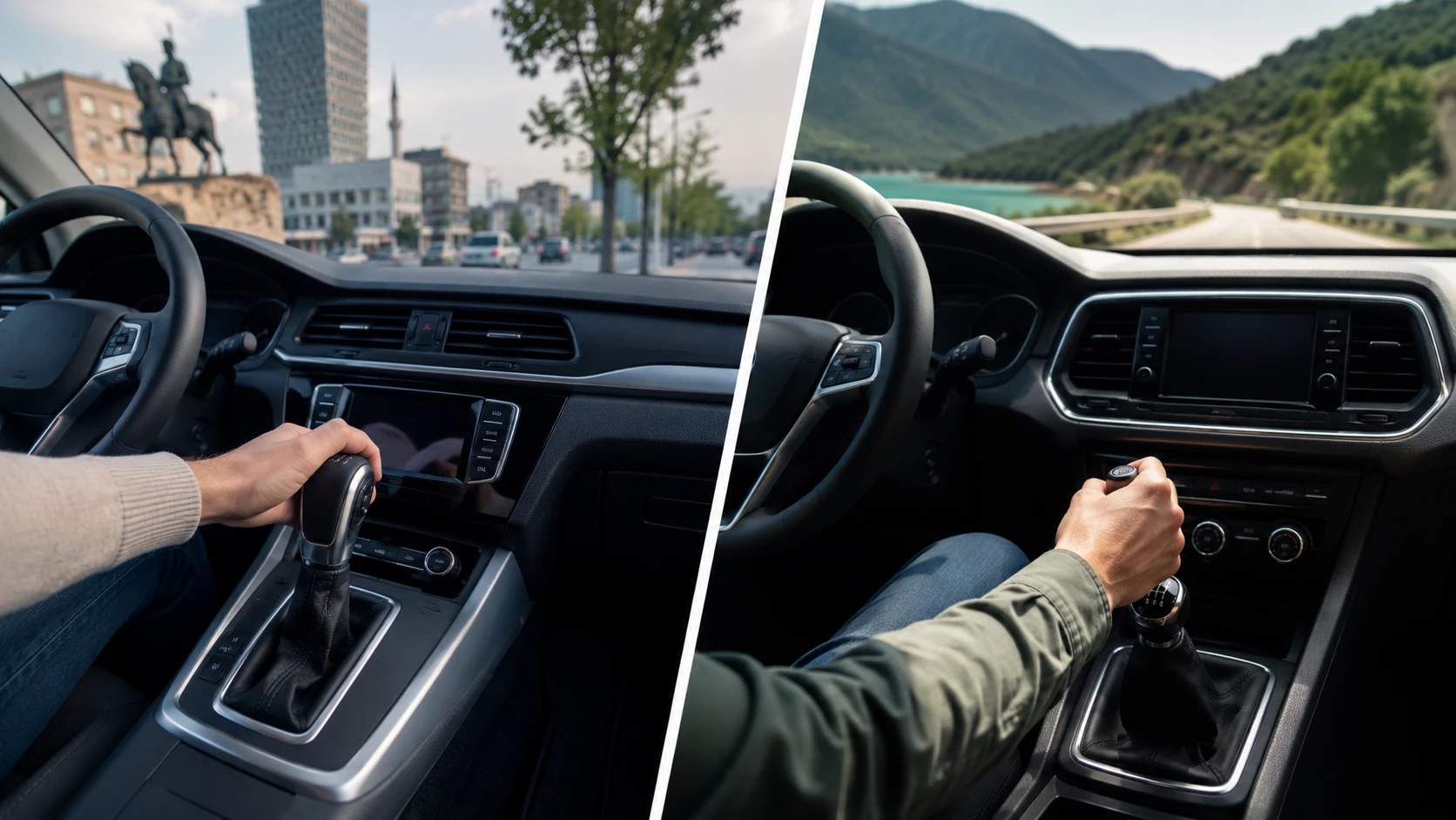 Auto a noleggio automatiche o manuali: scopri quando scegliere un’auto automatica o manuale per un viaggio più sicuro, fluido e confortevole in Albania.